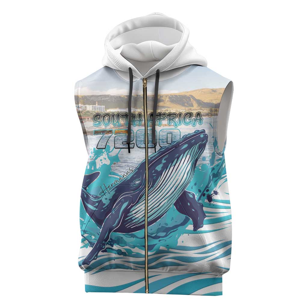 Personalized South Africa Whale Hermanus Fest Sleeveless Zip Hoodie - African Pride