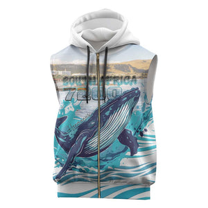 Personalized South Africa Whale Hermanus Fest Sleeveless Zip Hoodie - African Pride