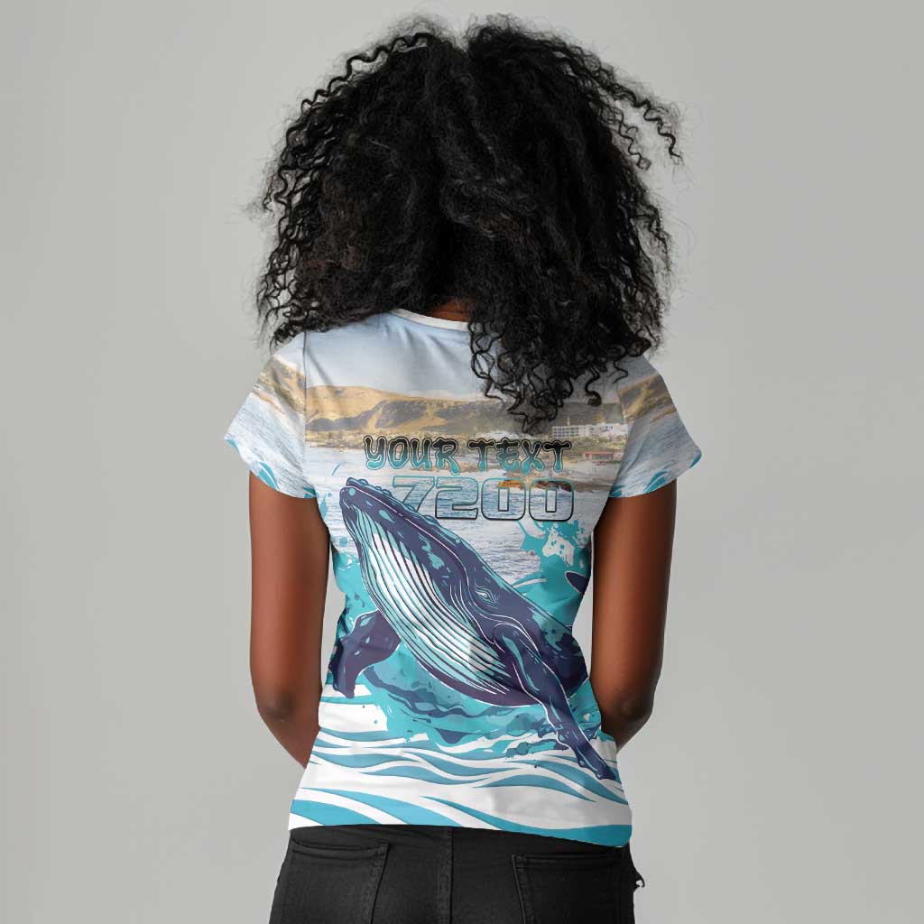 Personalized South Africa Whale Hermanus Fest Women V-Neck T-Shirt - African Pride