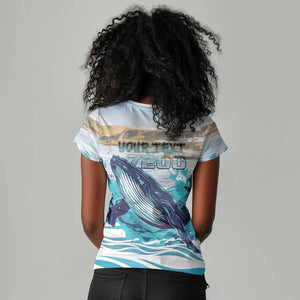 Personalized South Africa Whale Hermanus Fest Women V-Neck T-Shirt - African Pride