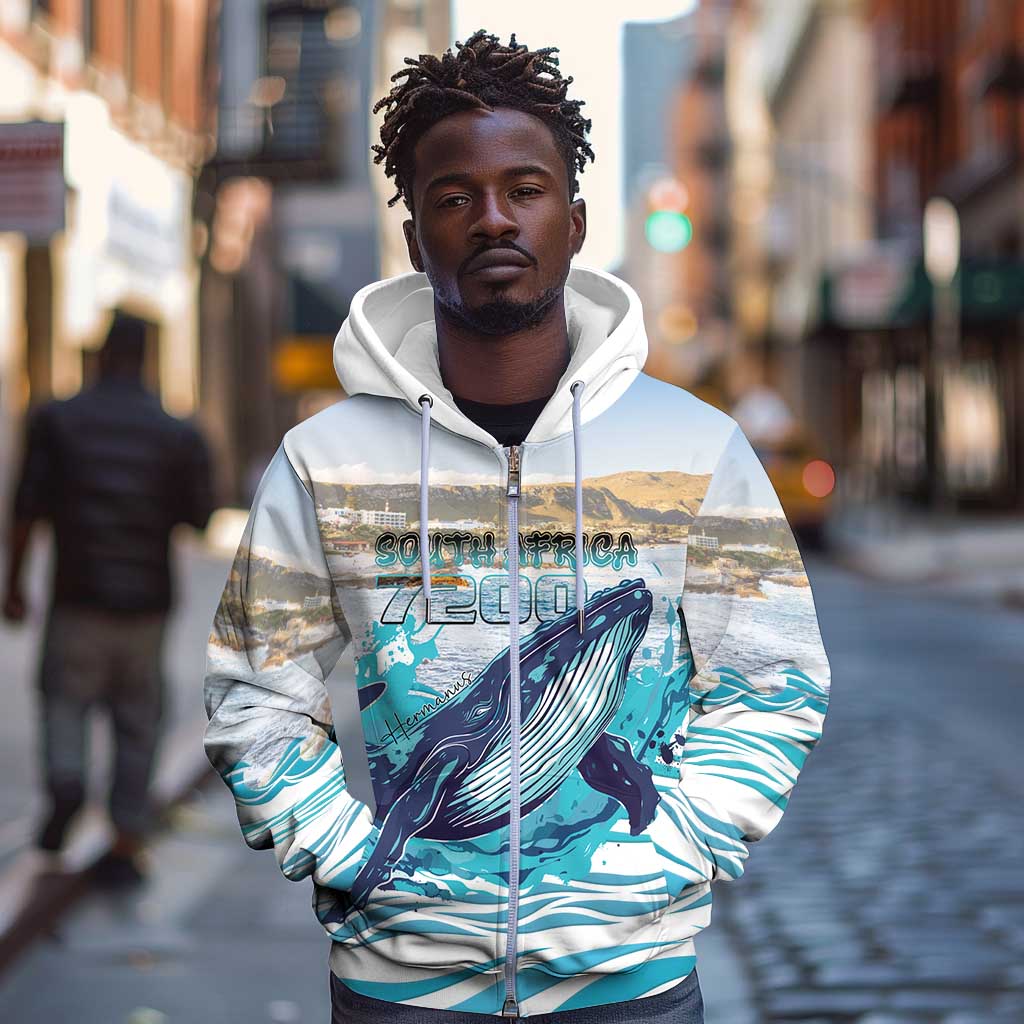 Personalized South Africa Whale Hermanus Fest Zip Hoodie - African Pride