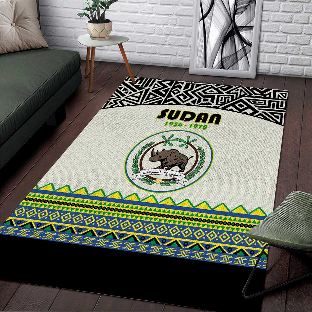 Sudan Area Rug Coat Of Arms 1956-1970 With African Pattern - African Pride