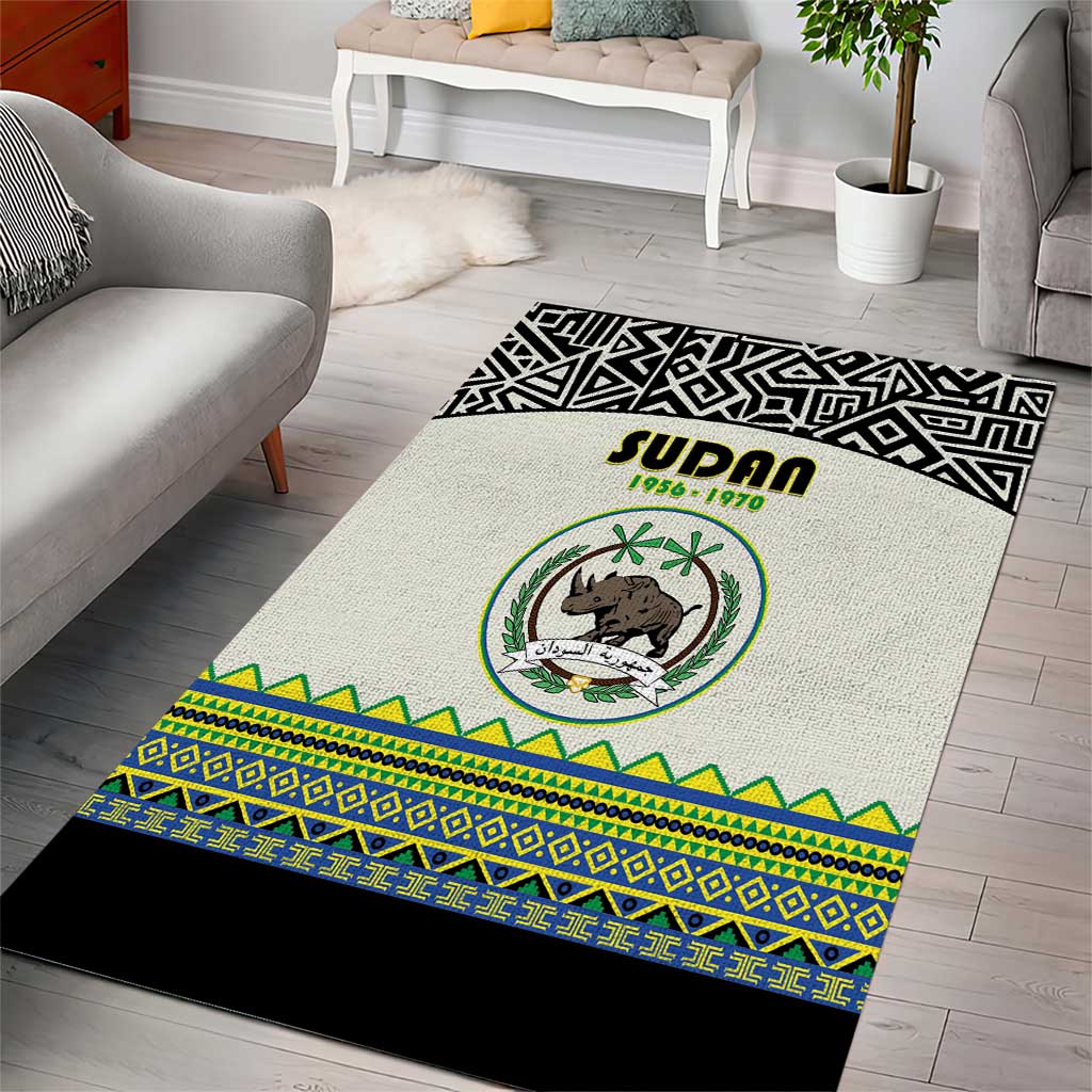 Sudan Area Rug Coat Of Arms 1956-1970 With African Pattern - African Pride