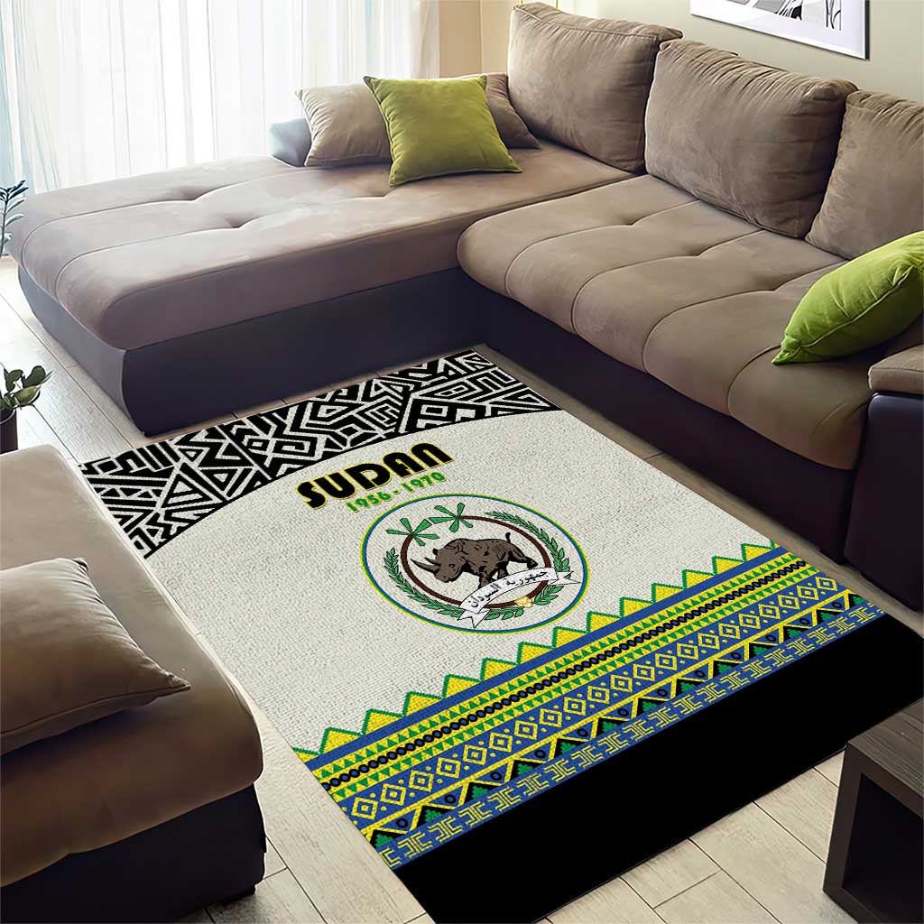 Sudan Area Rug Coat Of Arms 1956-1970 With African Pattern - African Pride