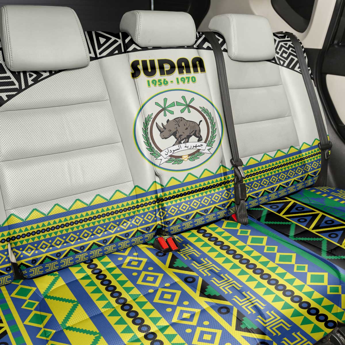 Sudan Back Car Seat Cover Coat Of Arms 1956-1970 With African Pattern - African Pride