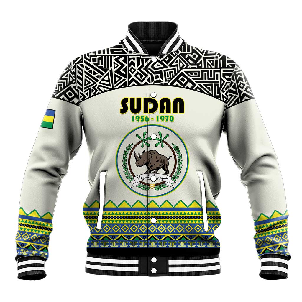 Personalized Sudan Baseball Jacket Coat Of Arms 1956-1970 With African Pattern - African Pride