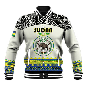 Personalized Sudan Baseball Jacket Coat Of Arms 1956-1970 With African Pattern - African Pride