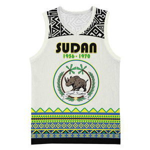 Personalized Sudan Basketball Jersey Coat Of Arms 1956-1970 With African Pattern - African Pride