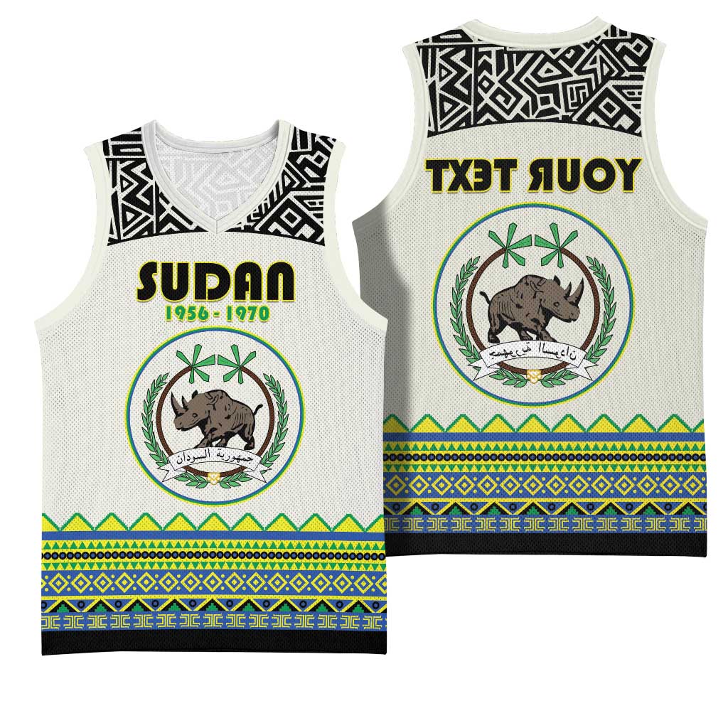 Personalized Sudan Basketball Jersey Coat Of Arms 1956-1970 With African Pattern - African Pride