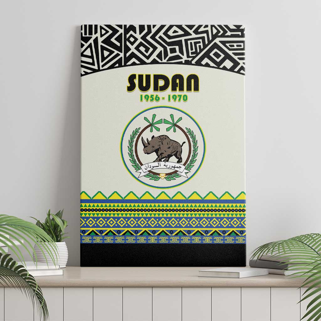 Sudan Canvas Wall Art Coat Of Arms 1956-1970 With African Pattern - African Pride