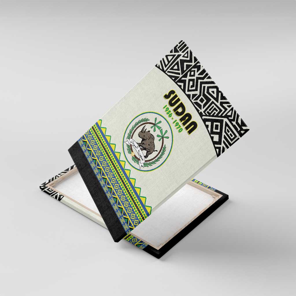Sudan Canvas Wall Art Coat Of Arms 1956-1970 With African Pattern - African Pride