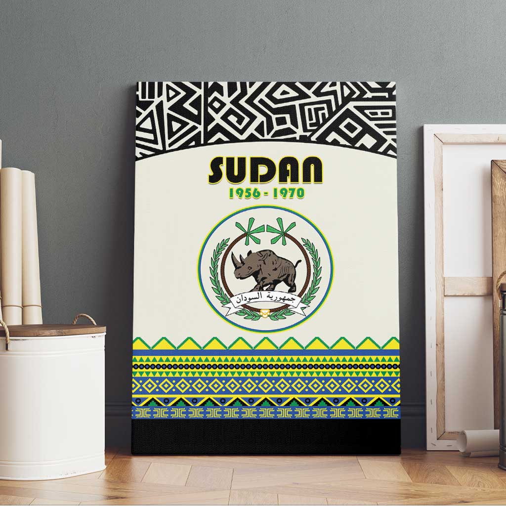 Sudan Canvas Wall Art Coat Of Arms 1956-1970 With African Pattern - African Pride