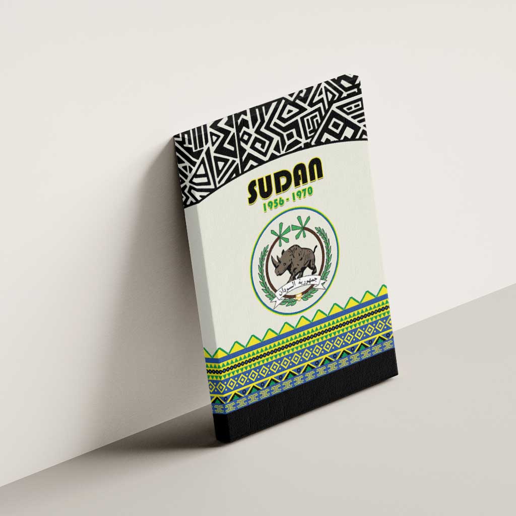 Sudan Canvas Wall Art Coat Of Arms 1956-1970 With African Pattern - African Pride