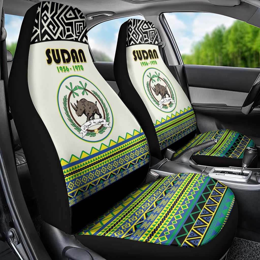 Sudan Car Seat Cover Coat Of Arms 1956-1970 With African Pattern - African Pride
