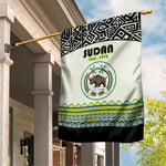 Sudan Garden Flag Coat Of Arms 1956-1970 With African Pattern - African Pride