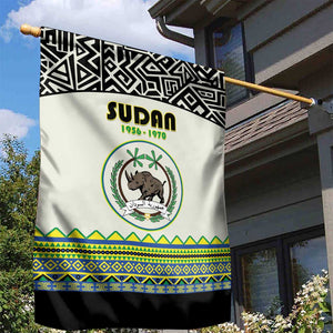 Sudan Garden Flag Coat Of Arms 1956-1970 With African Pattern - African Pride