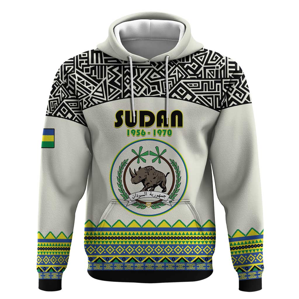 Personalized Sudan Hoodie Coat Of Arms 1956-1970 With African Pattern - African Pride