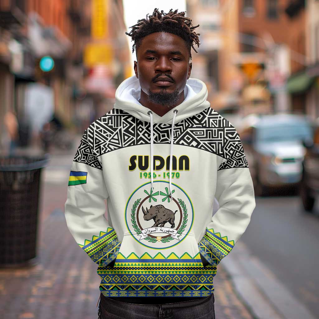 Personalized Sudan Hoodie Coat Of Arms 1956-1970 With African Pattern - African Pride