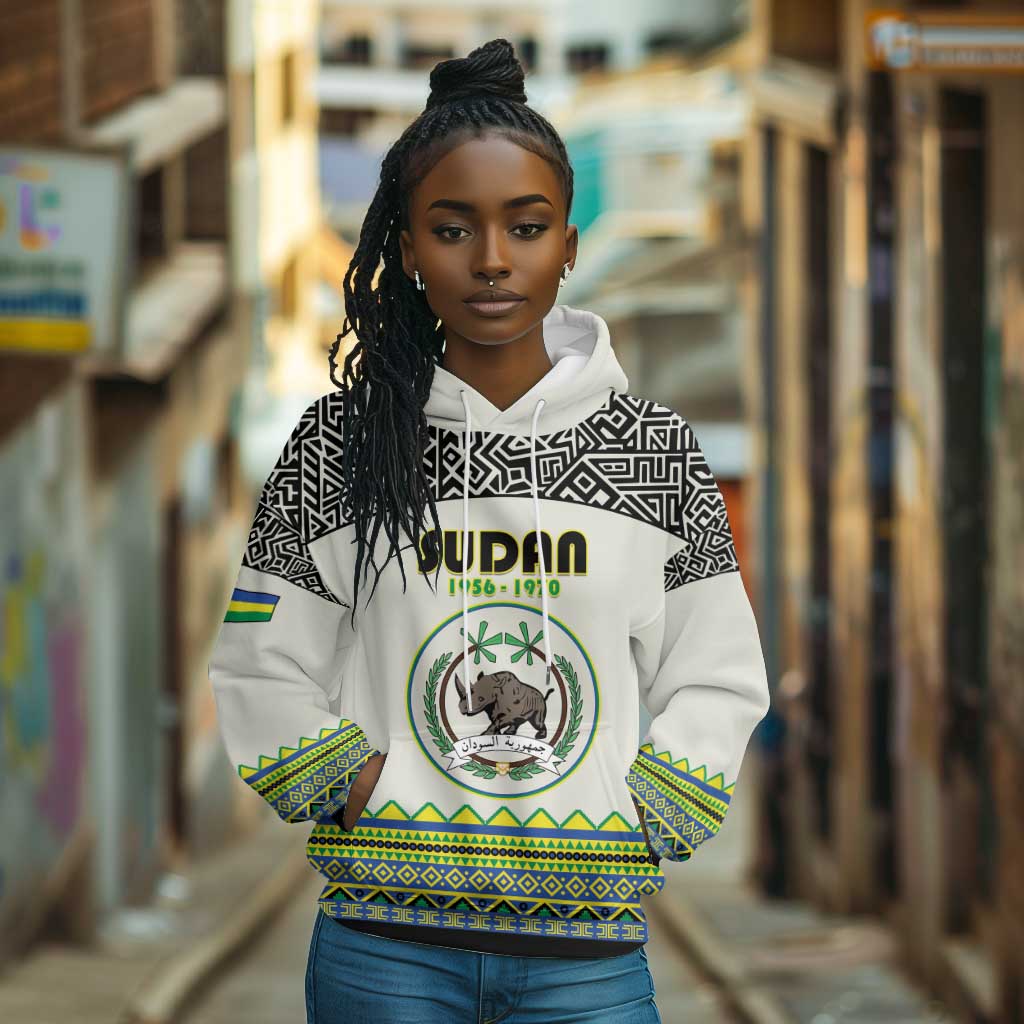 Personalized Sudan Hoodie Coat Of Arms 1956-1970 With African Pattern - African Pride