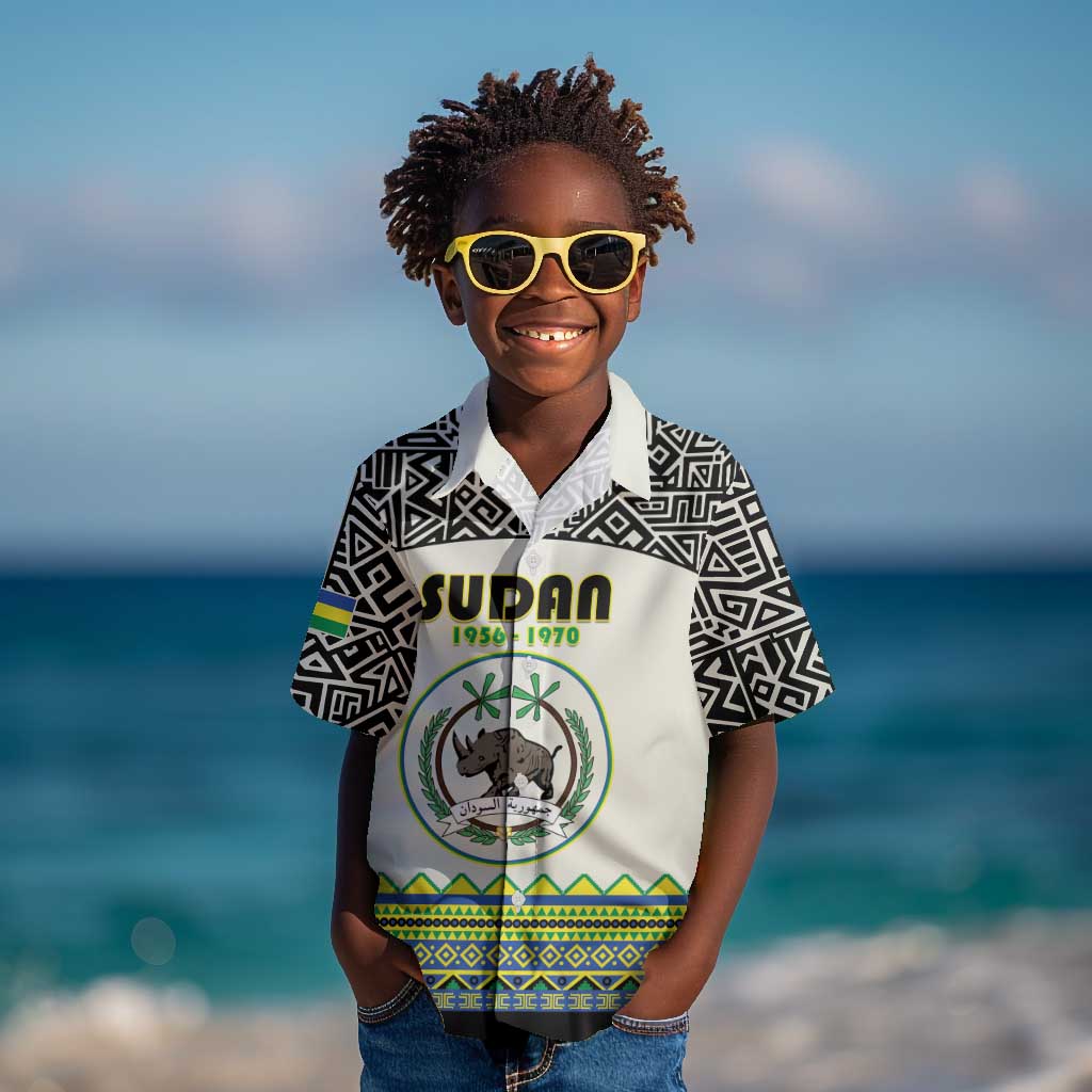 Personalized Sudan Kid Hawaiian Shirt Coat Of Arms 1956-1970 With African Pattern - African Pride