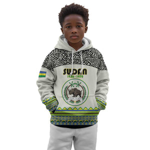 Personalized Sudan Kid Hoodie Coat Of Arms 1956-1970 With African Pattern - African Pride