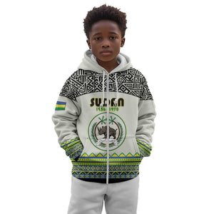 Personalized Sudan Kid Hoodie Coat Of Arms 1956-1970 With African Pattern - African Pride