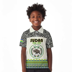 Personalized Sudan Kid Polo Shirt Coat Of Arms 1956-1970 With African Pattern - African Pride