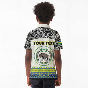 Personalized Sudan Kid Polo Shirt Coat Of Arms 1956-1970 With African Pattern - African Pride