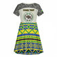 Personalized Sudan Kid Short Sleeve Dress Coat Of Arms 1956-1970 With African Pattern - African Pride