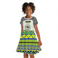 Personalized Sudan Kid Short Sleeve Dress Coat Of Arms 1956-1970 With African Pattern - African Pride