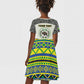 Personalized Sudan Kid Short Sleeve Dress Coat Of Arms 1956-1970 With African Pattern - African Pride