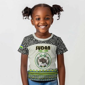 Personalized Sudan Kid T shirt Coat Of Arms 1956-1970 With African Pattern - African Pride
