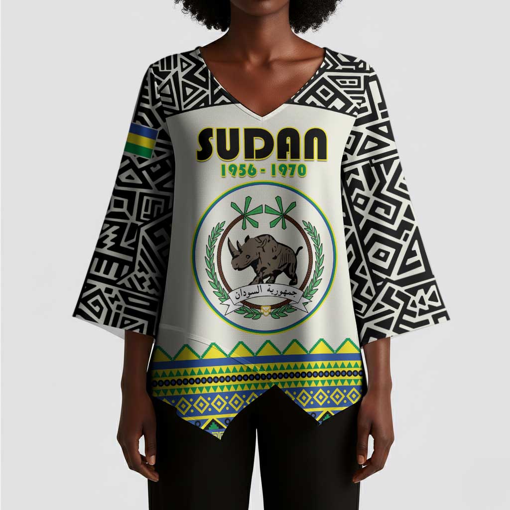 Personalized Sudan 1956-1970 Kimono Sleeve Blouse With African Pattern
