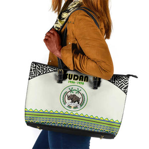 Sudan Leather Tote Bag Coat Of Arms 1956-1970 With African Pattern - African Pride