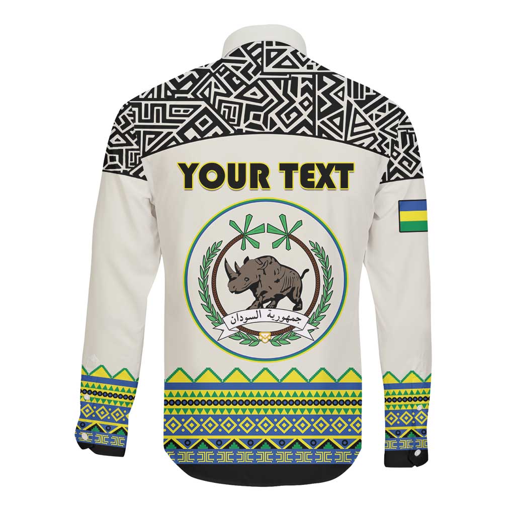 Personalized Sudan Long Sleeve Button Shirt Coat Of Arms 1956-1970 With African Pattern - African Pride