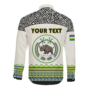 Personalized Sudan Long Sleeve Button Shirt Coat Of Arms 1956-1970 With African Pattern - African Pride