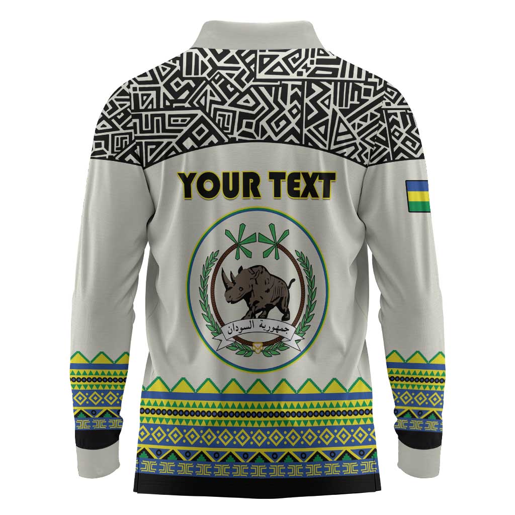Personalized Sudan Long Sleeve Polo Shirt Coat Of Arms 1956-1970 With African Pattern - African Pride