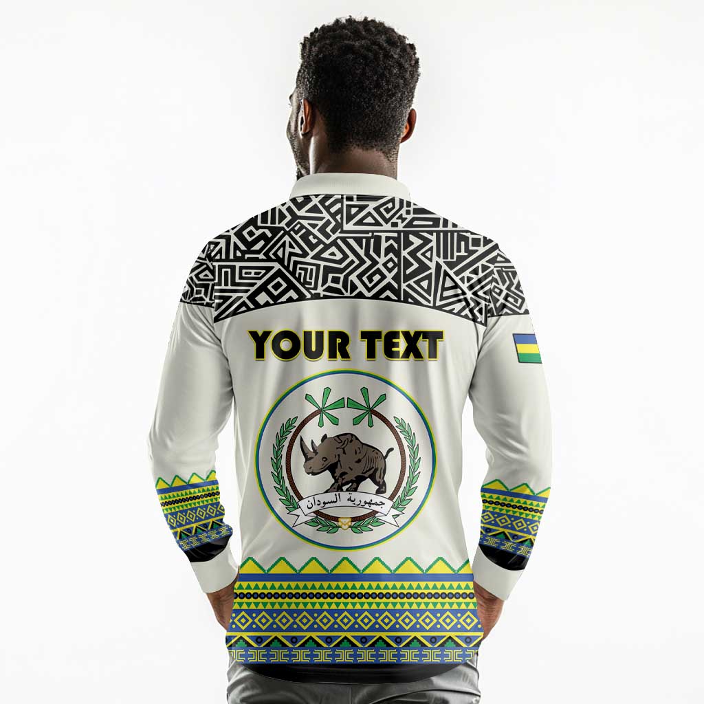 Personalized Sudan Long Sleeve Polo Shirt Coat Of Arms 1956-1970 With African Pattern - African Pride