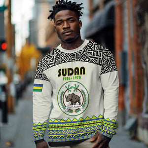 Personalized Sudan Long Sleeve Shirt Coat Of Arms 1956-1970 With African Pattern - African Pride