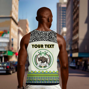 Personalized Sudan Men Tank Top Coat Of Arms 1956-1970 With African Pattern - African Pride