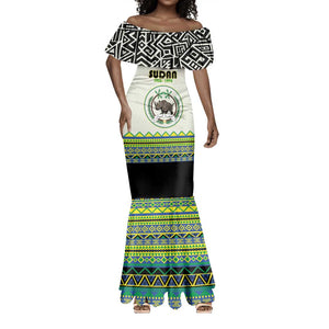 Personalized Sudan Mermaid Dress Coat Of Arms 1956-1970 With African Pattern - African Pride