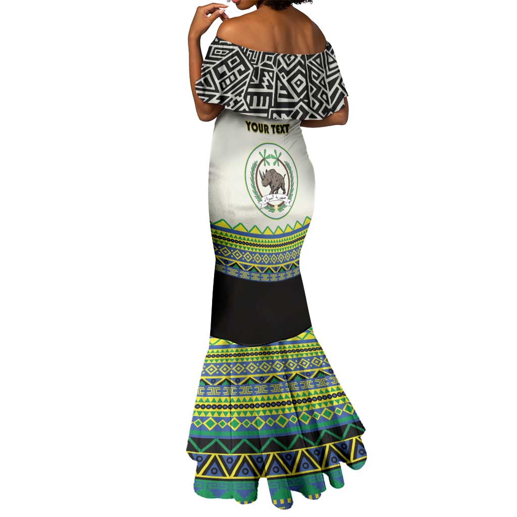 Personalized Sudan Mermaid Dress Coat Of Arms 1956-1970 With African Pattern - African Pride