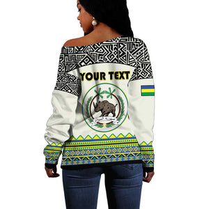 Personalized Sudan Off Shoulder Sweater Coat Of Arms 1956-1970 With African Pattern - African Pride