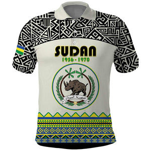Personalized Sudan Polo Shirt Coat Of Arms 1956-1970 With African Pattern - African Pride