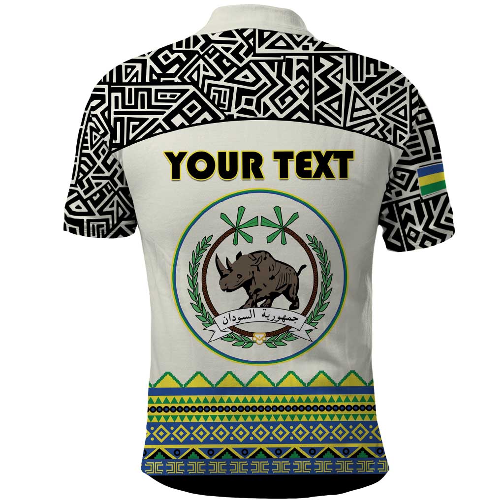 Personalized Sudan Polo Shirt Coat Of Arms 1956-1970 With African Pattern - African Pride