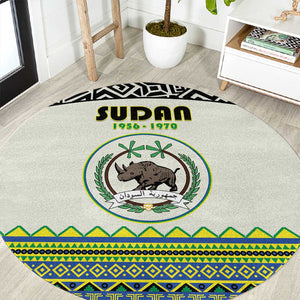 Sudan Round Carpet Coat Of Arms 1956-1970 With African Pattern - African Pride