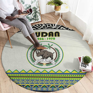 Sudan Round Carpet Coat Of Arms 1956-1970 With African Pattern - African Pride