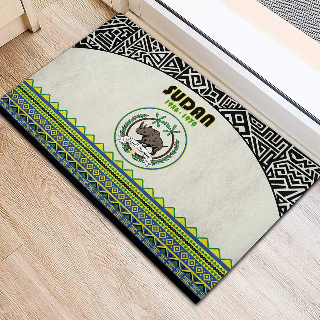 Sudan Rubber Doormat Coat Of Arms 1956-1970 With African Pattern - African Pride