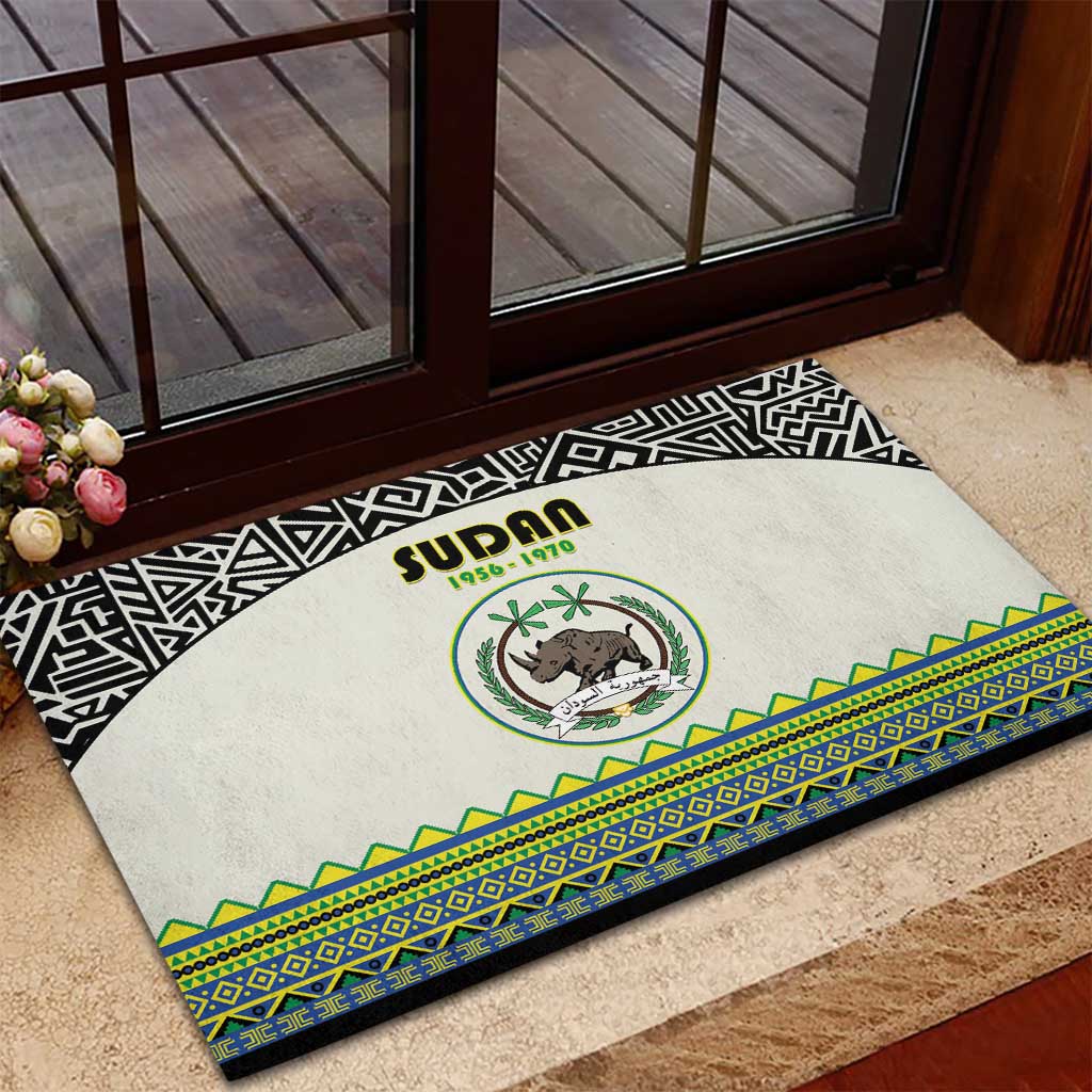 Sudan Rubber Doormat Coat Of Arms 1956-1970 With African Pattern - African Pride