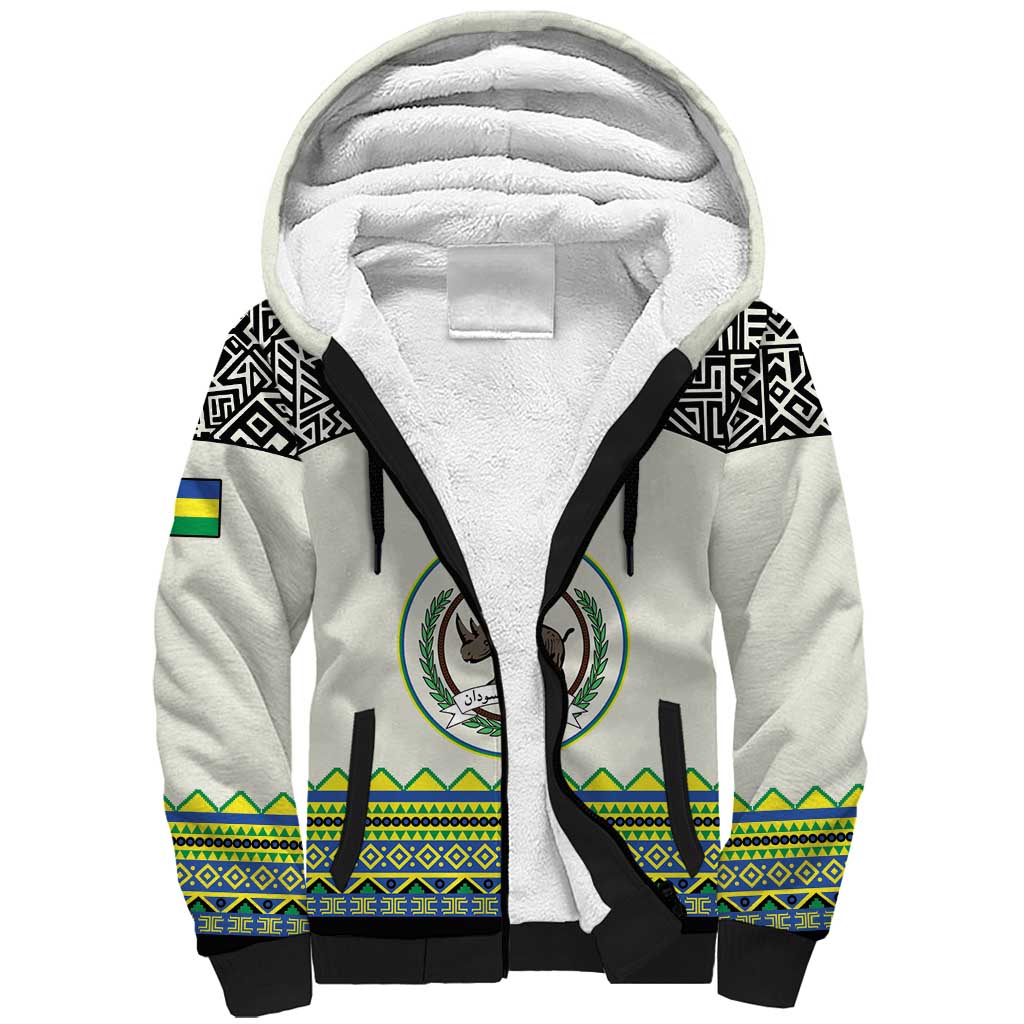 Personalized Sudan Sherpa Hoodie Coat Of Arms 1956-1970 With African Pattern - African Pride